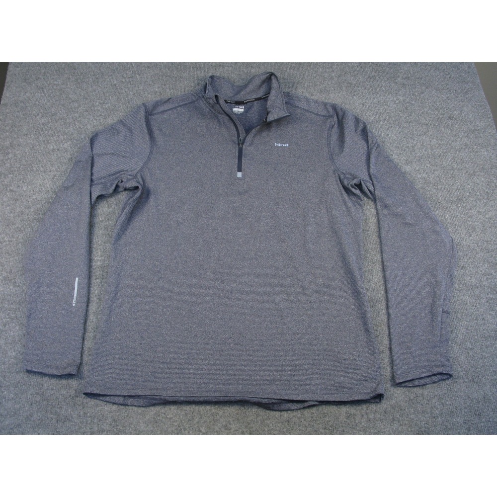 Hind Running Mens Blue Space Dye Quarter Zip Pullover Shirt Large RN 70892 #2033